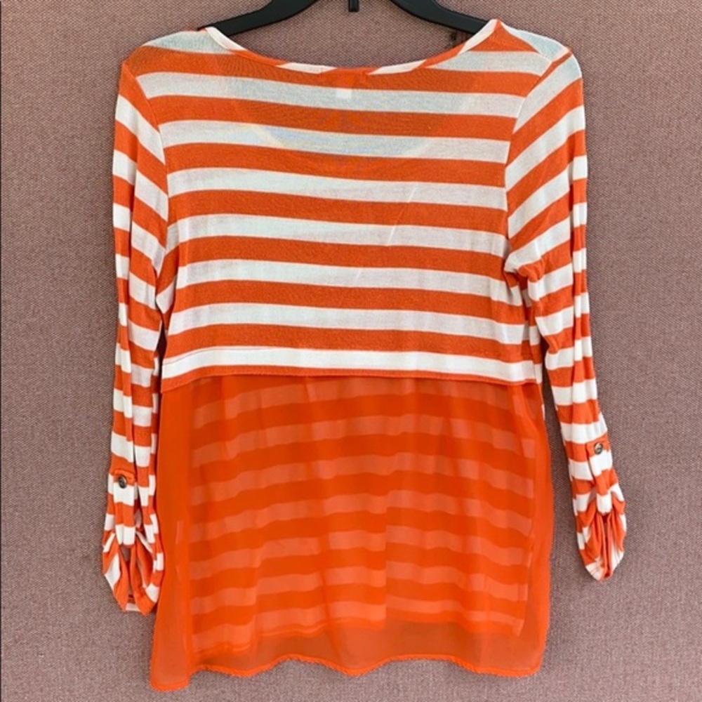 Charming Charlie striped sheer back‎ top Made in the USA